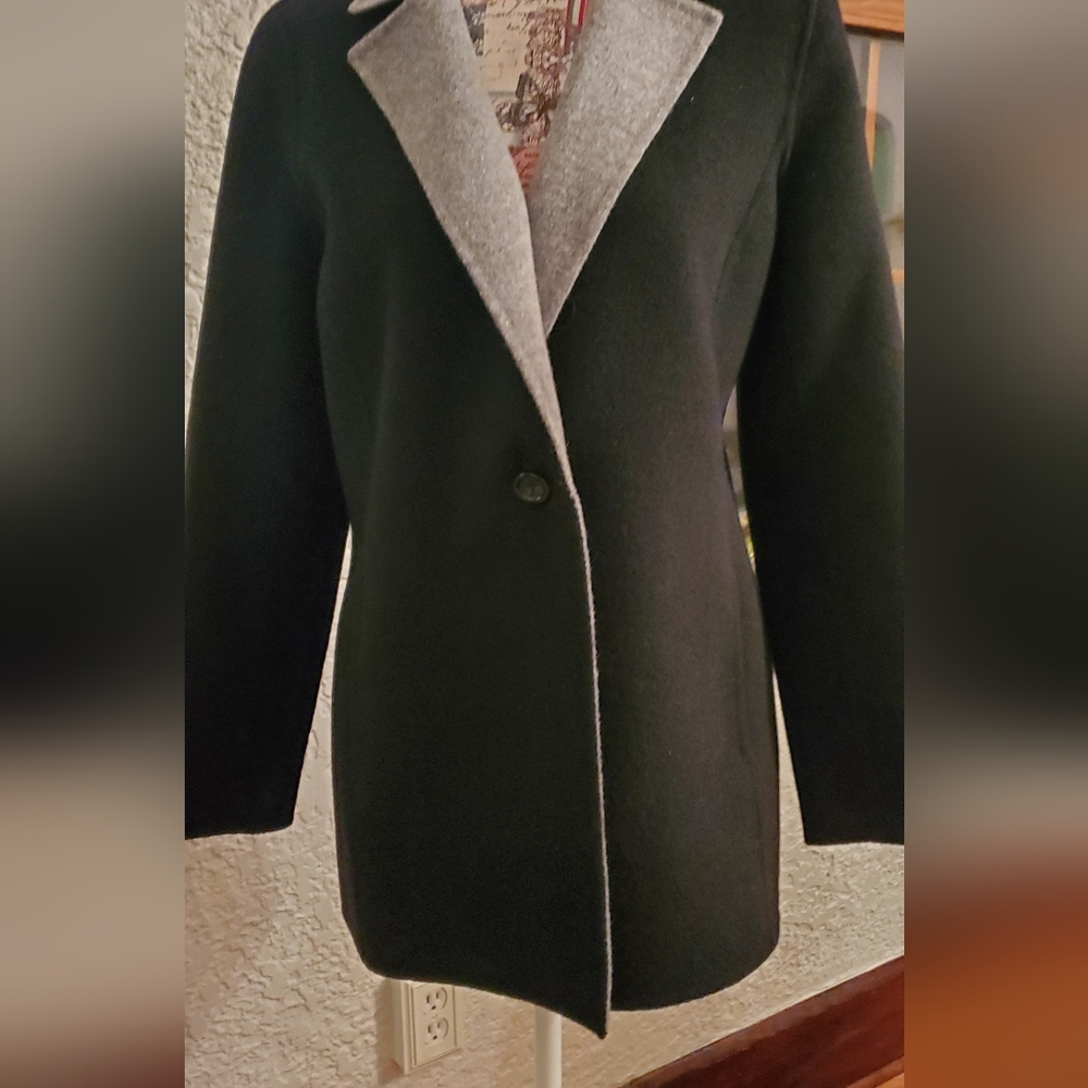 Elegant Black and Gray Wool Jacket Talbots
